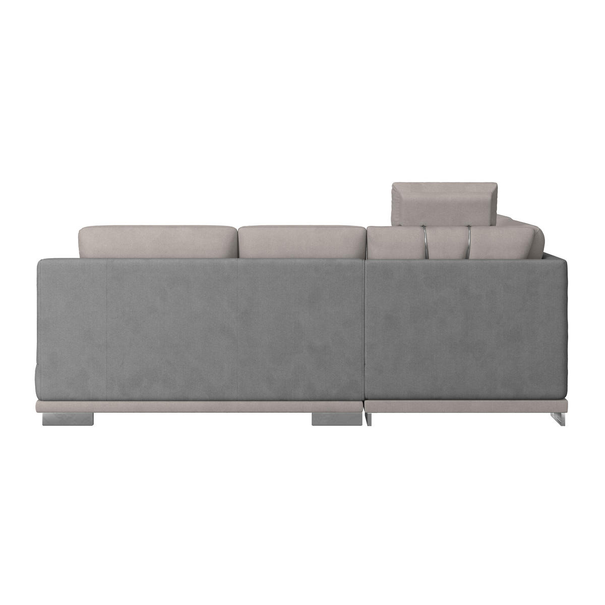 WOHNLANDSCHAFT in Velours Grau, Hellgrau  - Chromfarben/Hellgrau, Konventionell, Textil/Metall (217/264cm) - MID.YOU