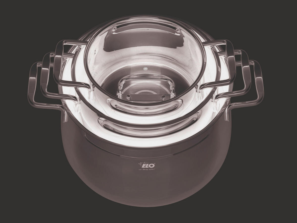 KOCHTOPFSET Mystery 3-teilig  - Transparent/Silberfarben, Basics, Glas/Metall (31/30/28cm) - ELO