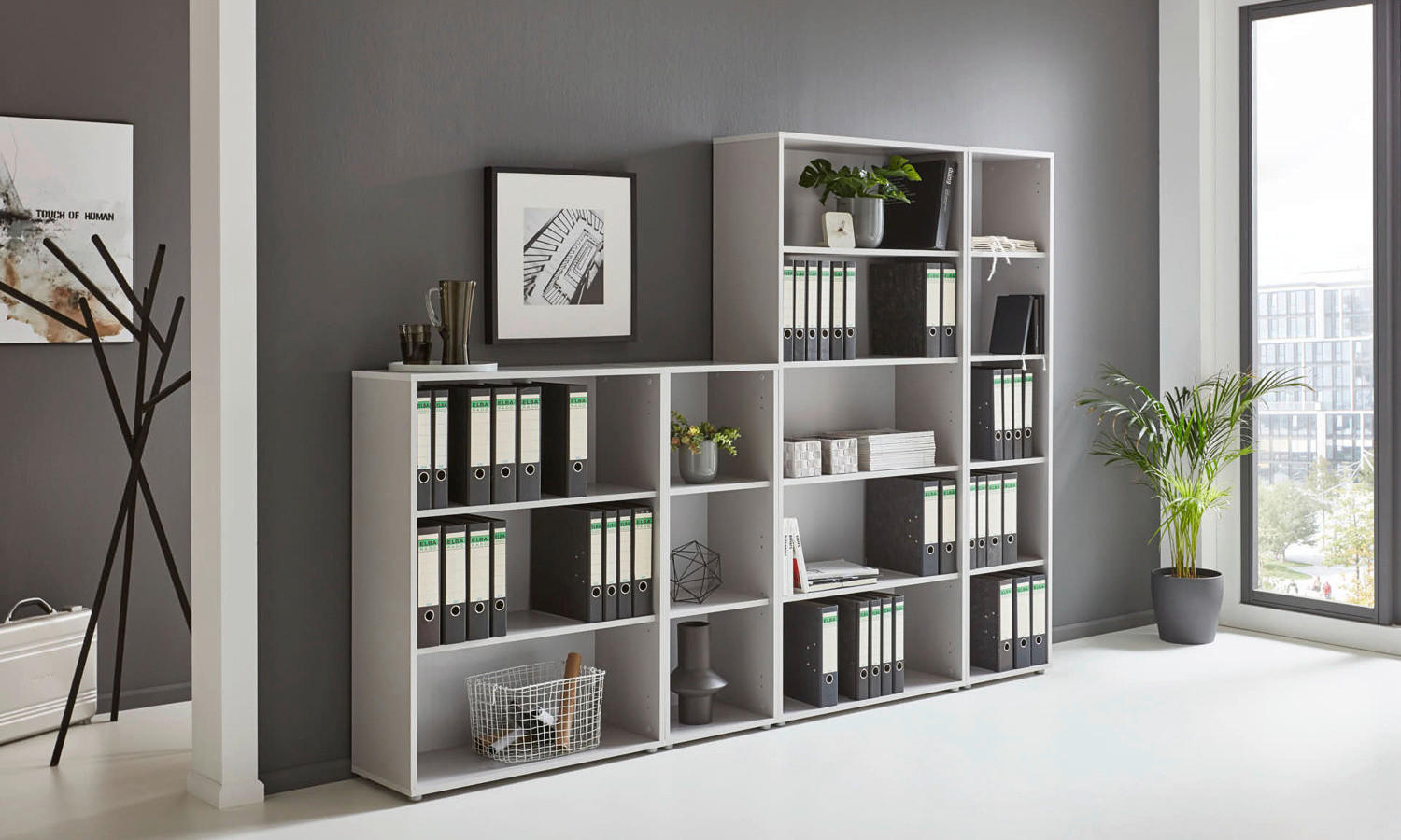 AKTENREGAL 257/185,6/33 cm  - Silberfarben/Grau, MODERN, Holzwerkstoff (257/185,6/33cm) - MID.YOU