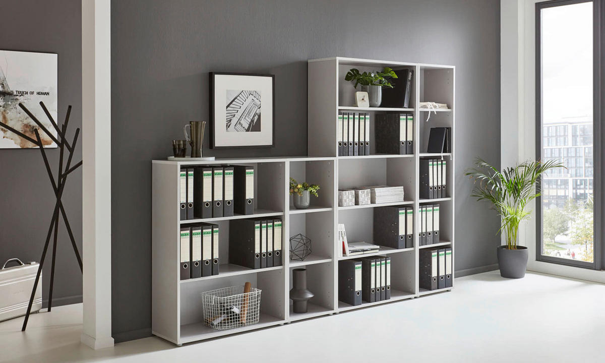 AKTENREGAL 257/185,6/33 cm  - Silberfarben/Grau, MODERN, Holzwerkstoff (257/185,6/33cm) - MID.YOU