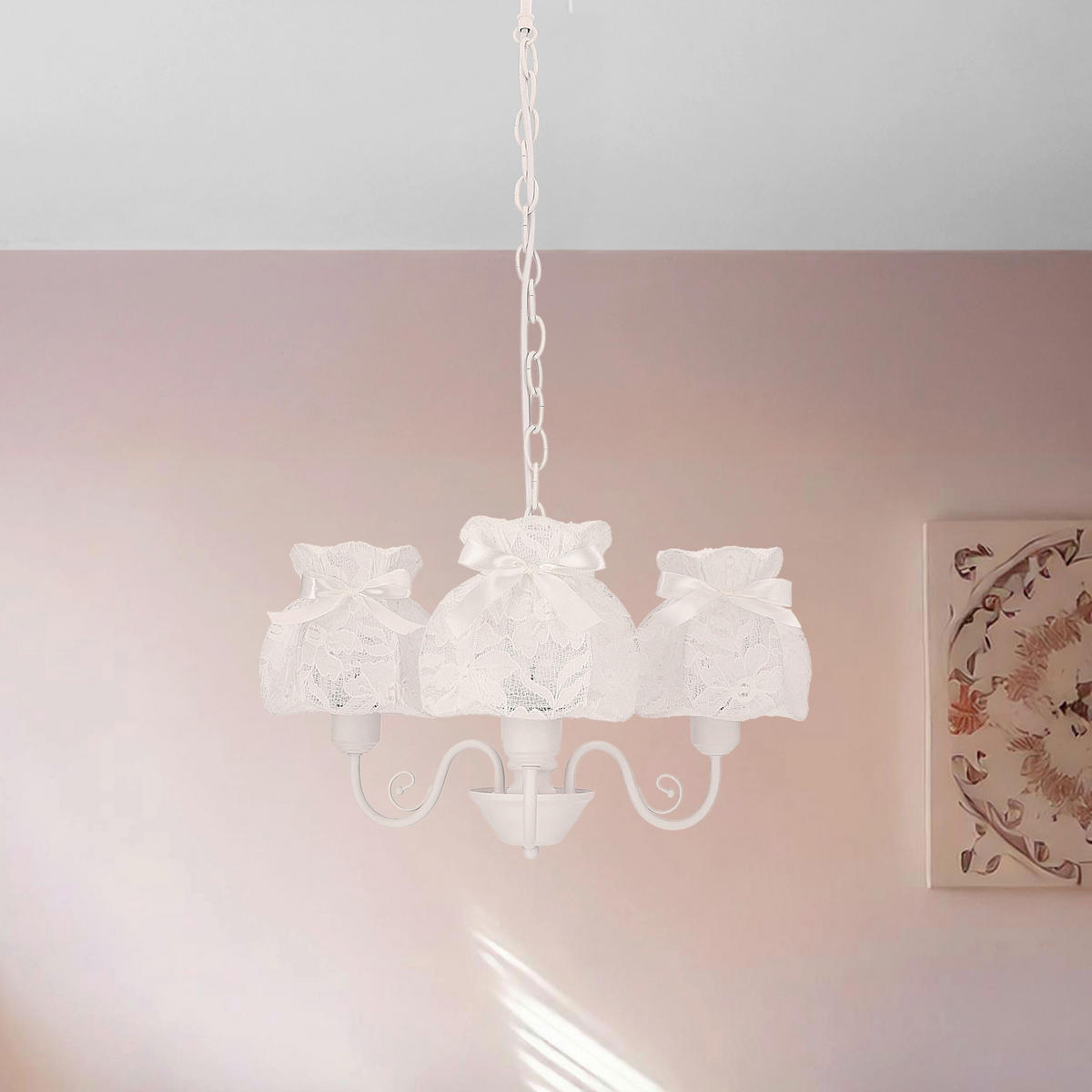 PENDELLEUCHTE 53/53/82 cm  - Weiß, KONVENTIONELL, Textil/Metall (53/53/82cm)