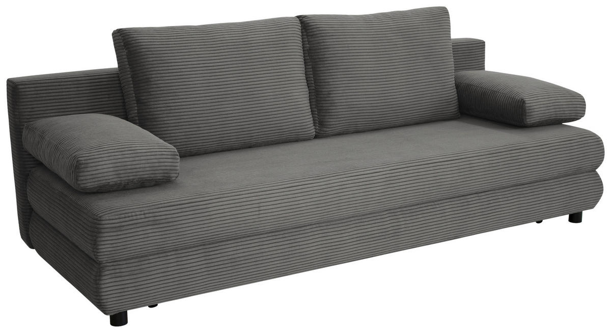 SCHLAFSOFA Cord Dunkelgrau  - Dunkelgrau/Schwarz, Design, Kunststoff/Textil (197/77/81cm) - home24