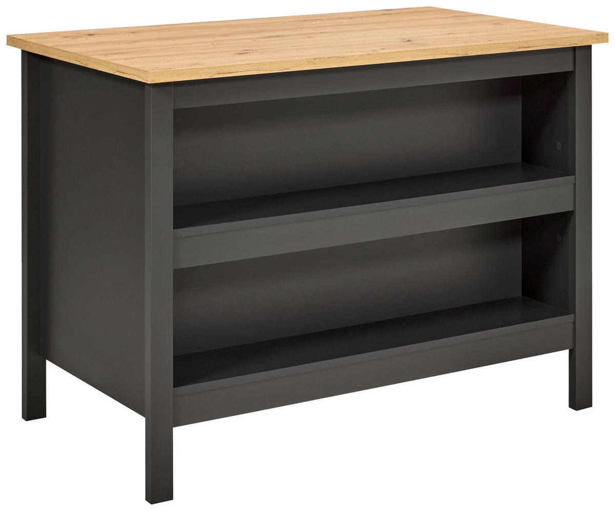 KÖKSÖ 124/91/75 cm  i antracit, ek Artisan  - svart/ek Artisan, Modern, metall/trämaterial (124/91/75cm) - home24