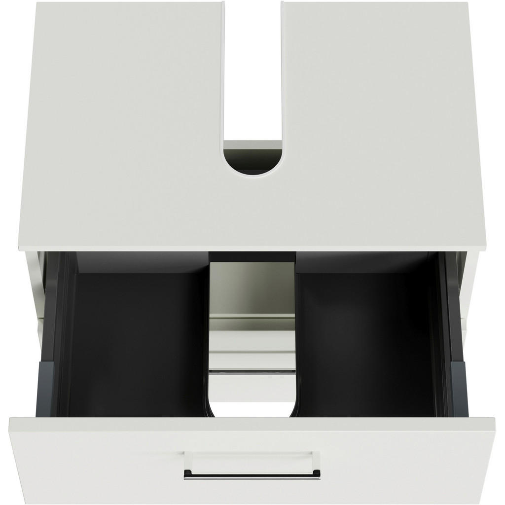 Thumbnail - Sadena Waschbeckenunterschrank M-Plan, Weiß, Metall, 2 Schubladen, 60x49.8x38.3 cm, Goldenes M, Made in Germany, Zusatza...