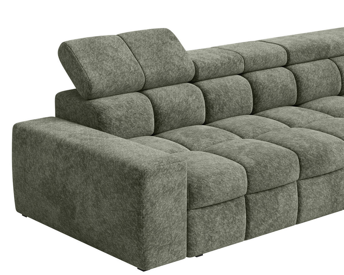 ECKSOFA  in Chenille Dunkelgrün  - Dunkelgrün/Schwarz, MODERN, Kunststoff/Textil (292/204cm) - Milino