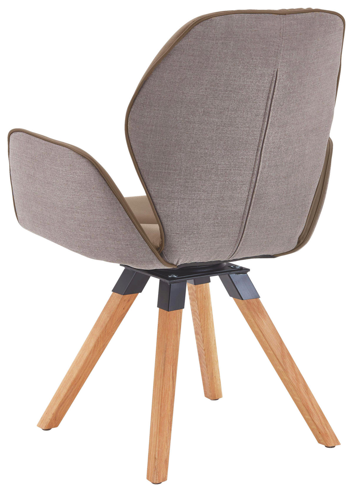 ARMLEHNSTUHL  in Echtleder pigmentiert  - Taupe/Wildeiche, Design, Leder/Holz (62/91/59cm) - Valdera