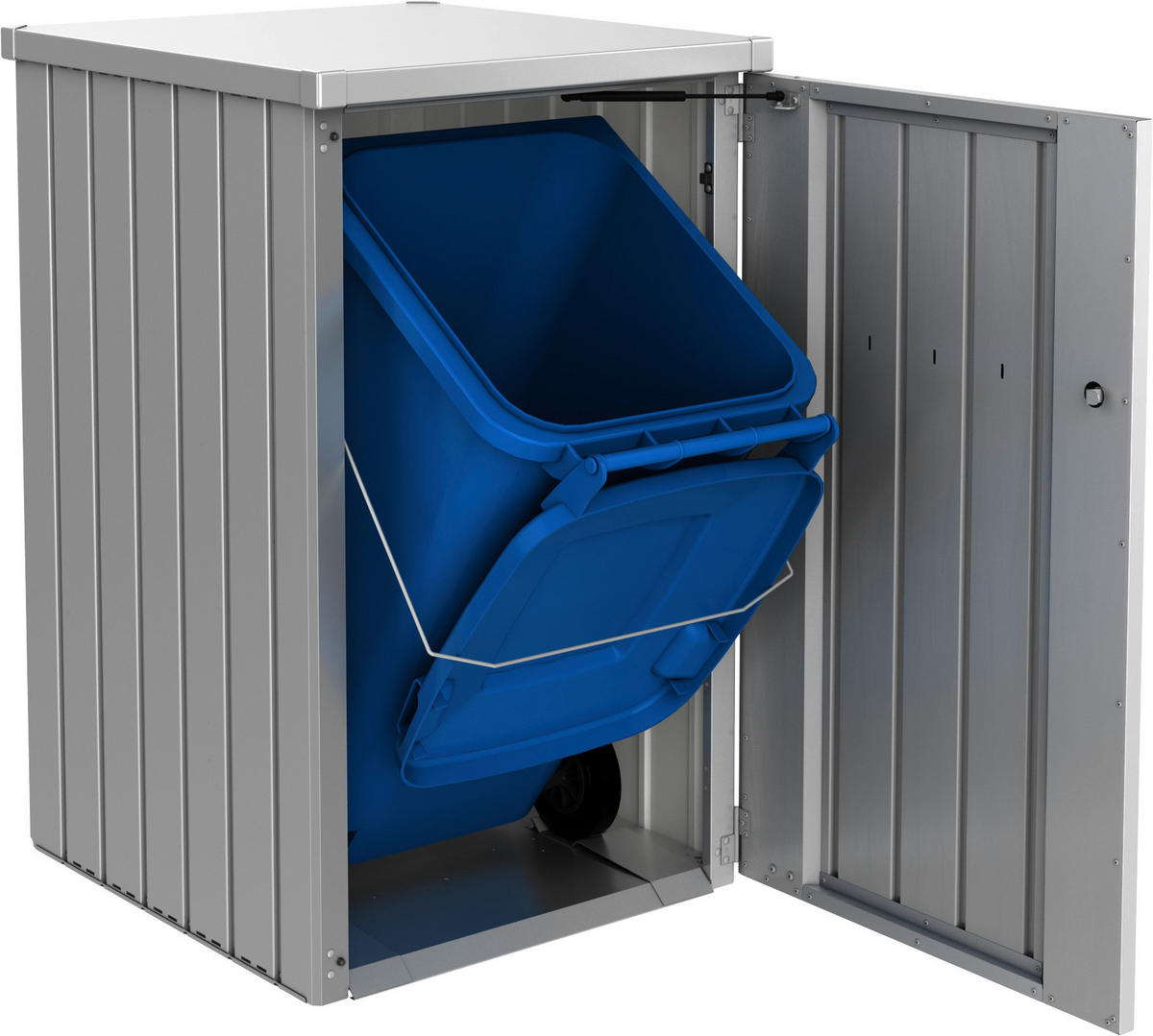 MÜLLTONNENBOX 80/129/88 cm  - Silberfarben, Basics, Metall (80/129/88cm) - Biohort