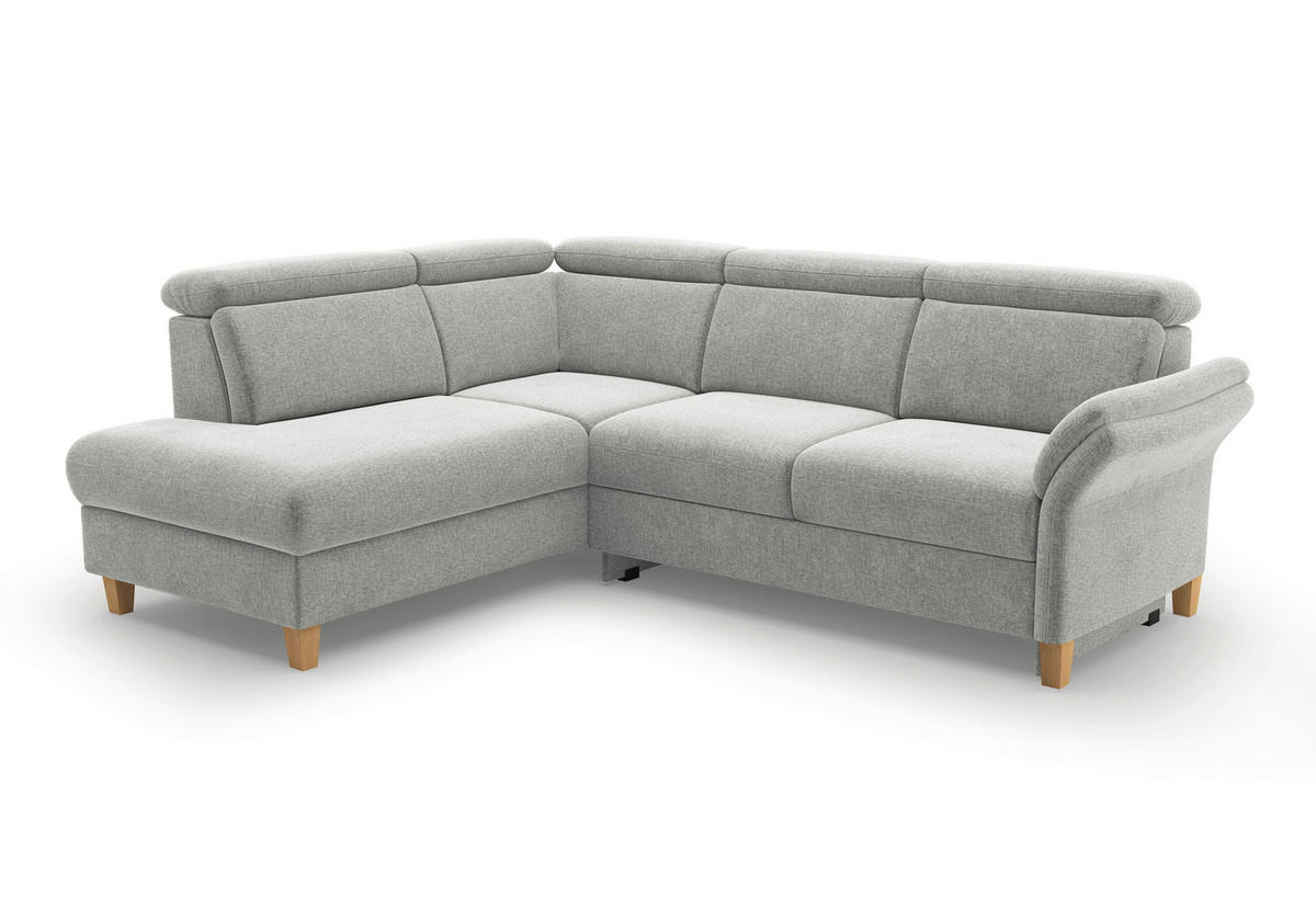 ECKSOFA GLENDALE E Hellgrau Flachgewebe  - Eichefarben/Hellgrau, KONVENTIONELL, Holz/Textil (193/247cm) - Sit & More