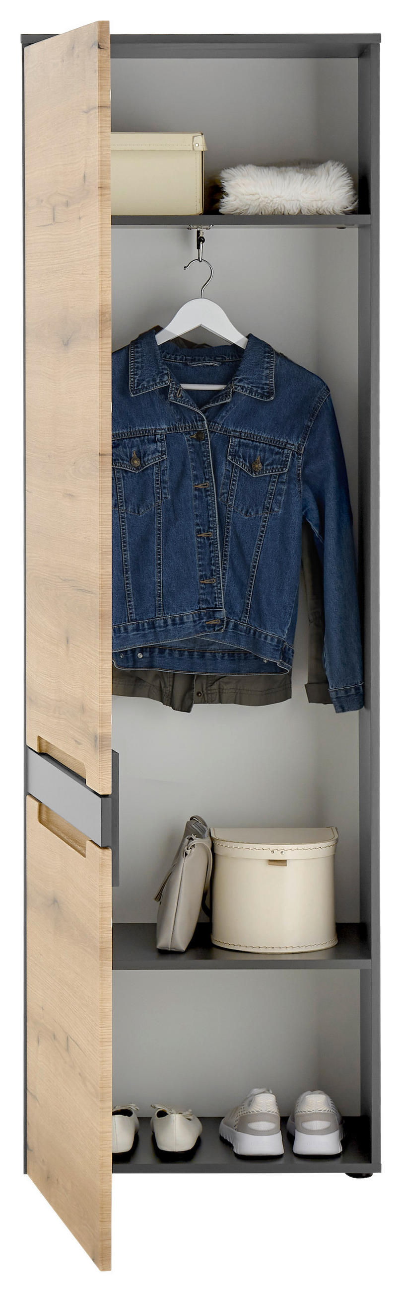 Garderobenschrank Petra Taylor  in 60/192/38 cm  - Eichefarben/Anthrazit, Design, Holzwerkstoff/Kunststoff (60/192/38cm) - Livetastic