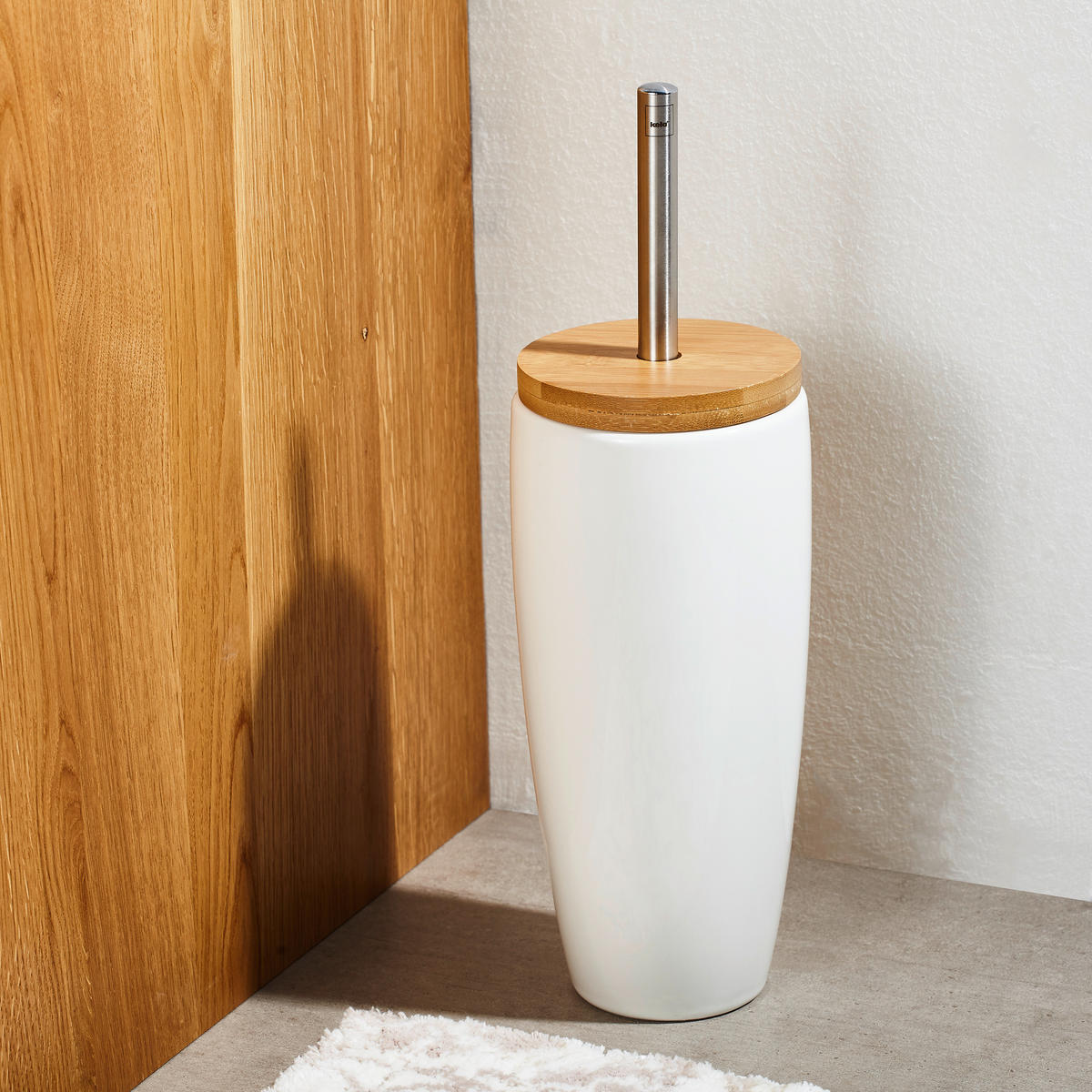 WC-BÜRSTENGARNITUR in Holz  Kunststoff   - Weiß, Basics, Holz/Keramik (11.5/37.5cm) - Kela