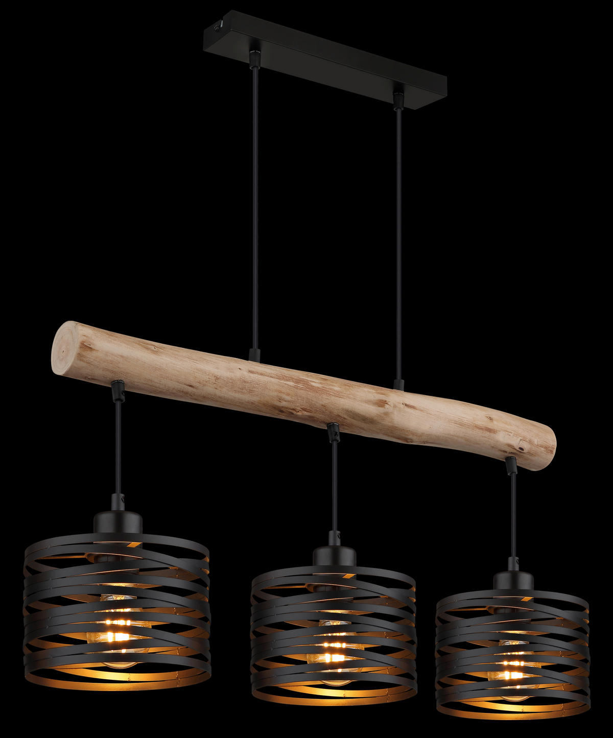 HÄNGELEUCHTE Timbera 70/17/120 cm  - Schwarz/Naturfarben, Natur, Holz/Kunststoff (70/17/120cm) - Globo