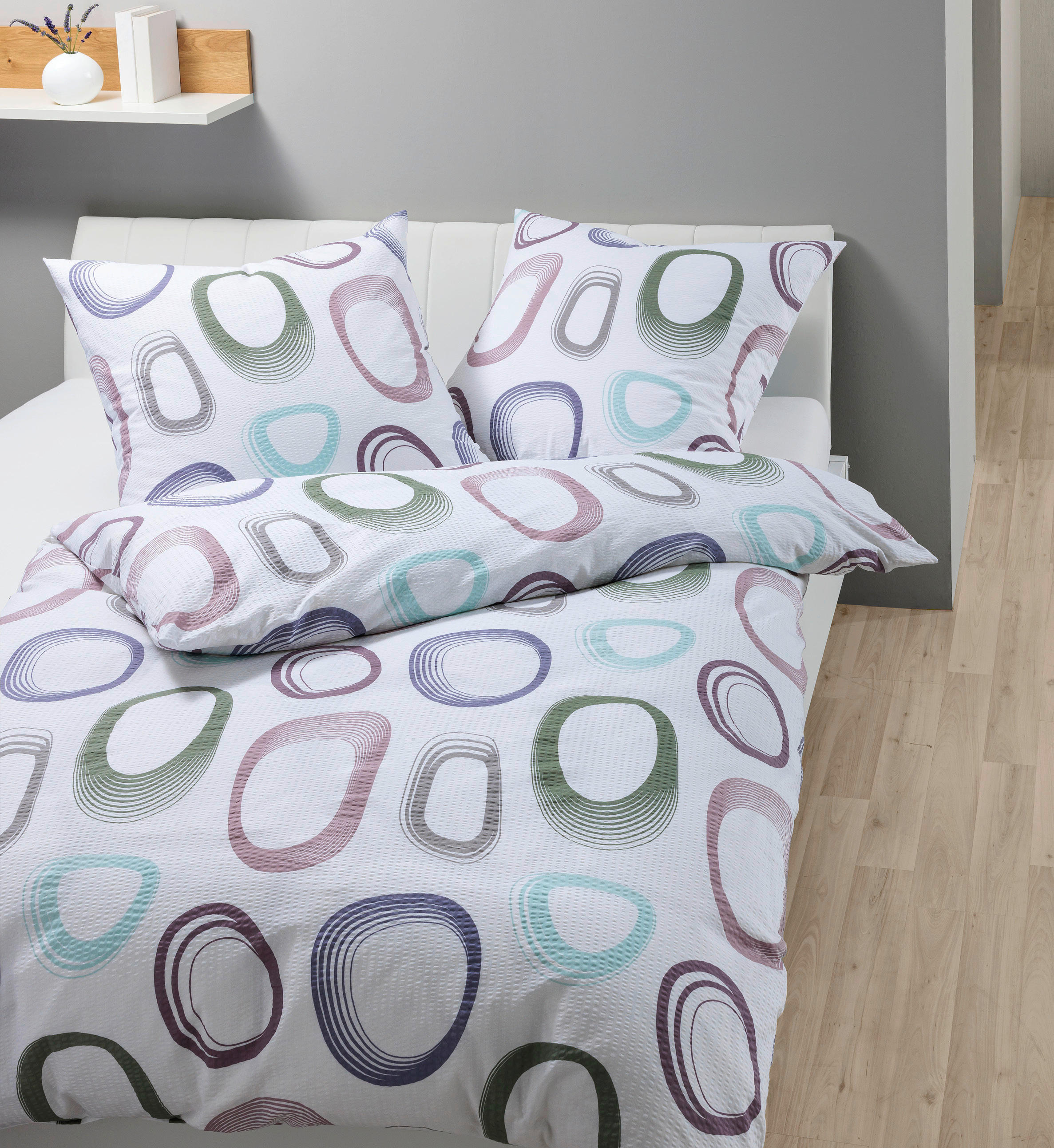BETTWÄSCHE 135/200 cm Seersucker  - Lila/Weiß, Design, Textil (135/200cm) - Janine