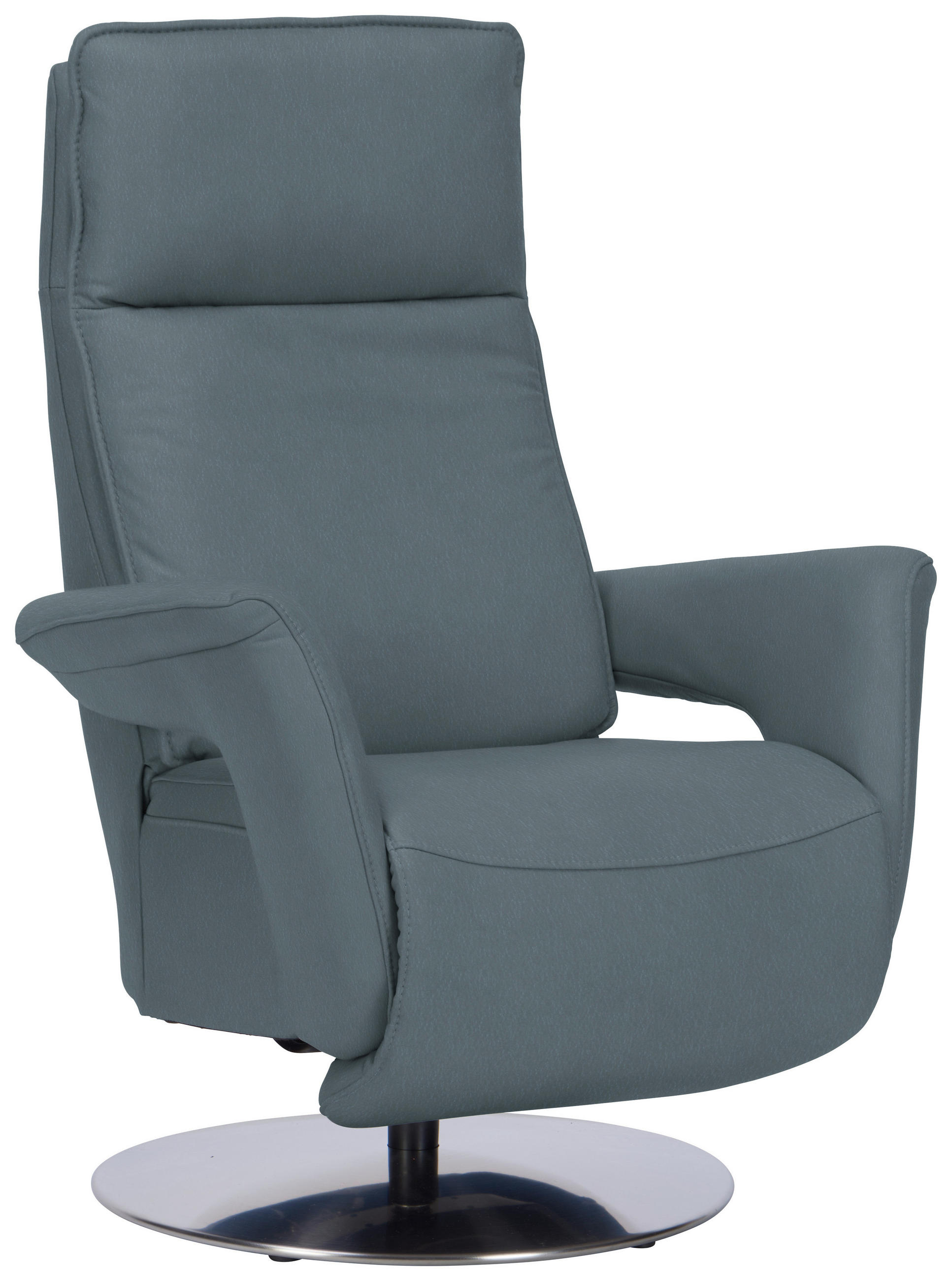 RELAXSESSEL in Leder Blaugrau  - Edelstahlfarben/Blaugrau, Design, Leder/Metall (83/112/87-174cm) - Valdera