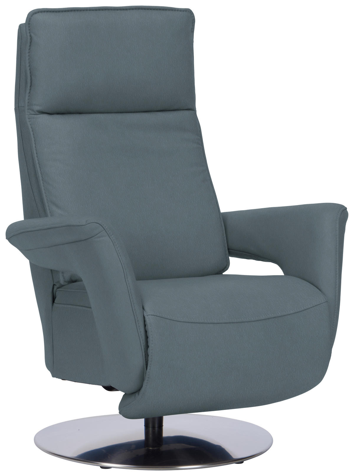 RELAXSESSEL in Leder Blaugrau  - Edelstahlfarben/Blaugrau, Design, Leder/Metall (83/112/87-174cm) - Valdera