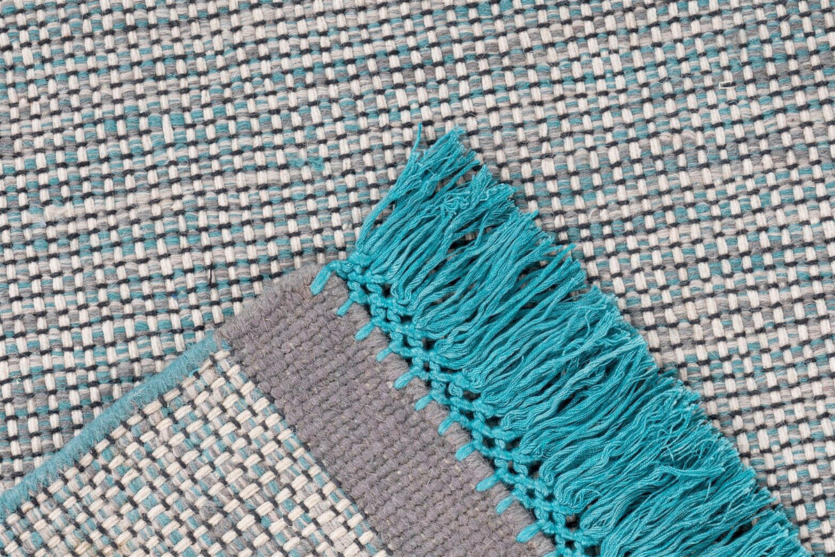 HANDWEBTEPPICH Wohnzimmer 170/240 cm Blau, Grau rechteckig  - Blau/Grau, Basics, Textil (170/240cm) - Kayoom