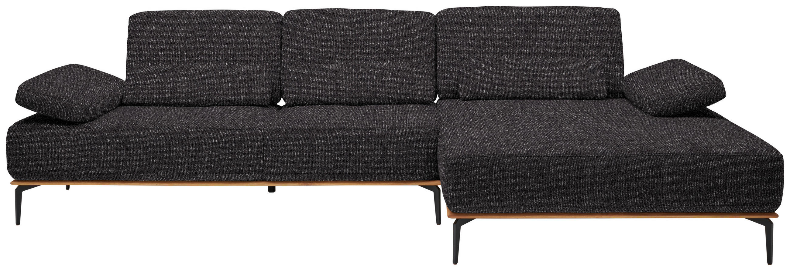 ECKSOFA in Flachgewebe Anthrazit  - Anthrazit/Schwarz, Natur, Holz/Textil (314/176cm) - Valnatura