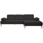 ECKSOFA in Flachgewebe Anthrazit  - Anthrazit/Schwarz, Natur, Holz/Textil (314/176cm) - Valnatura