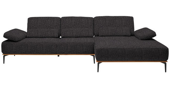 ECKSOFA in Flachgewebe Anthrazit  - Anthrazit/Schwarz, Natur, Holz/Textil (314/176cm) - Valnatura