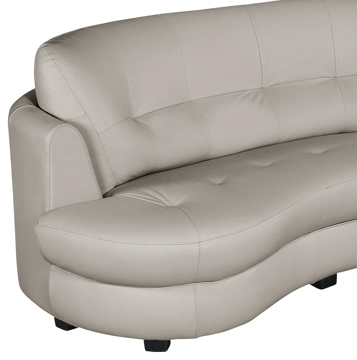 ECKSOFA Hellgrau Echtleder Lederlook  - Hellgrau/Schwarz, Design, Leder/Kunststoff (300/113cm) - Livetastic