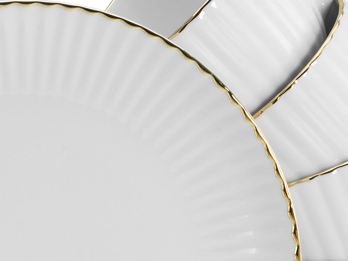 KAFFEESERVICE Allegra Goldband 18-teilig  - Goldfarben/Weiß, Basics, Keramik - Creatable