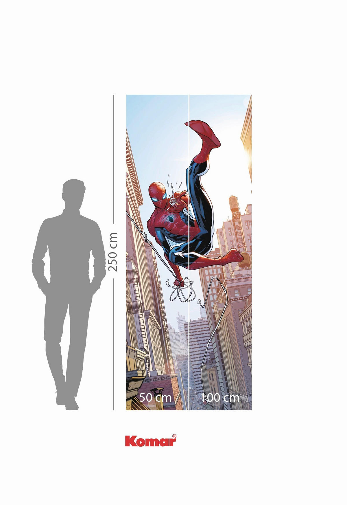 FOTOTAPETE SPIDER-MAN SWINGING  - Naturfarben, Design, Textil (100/250cm) - Marvel