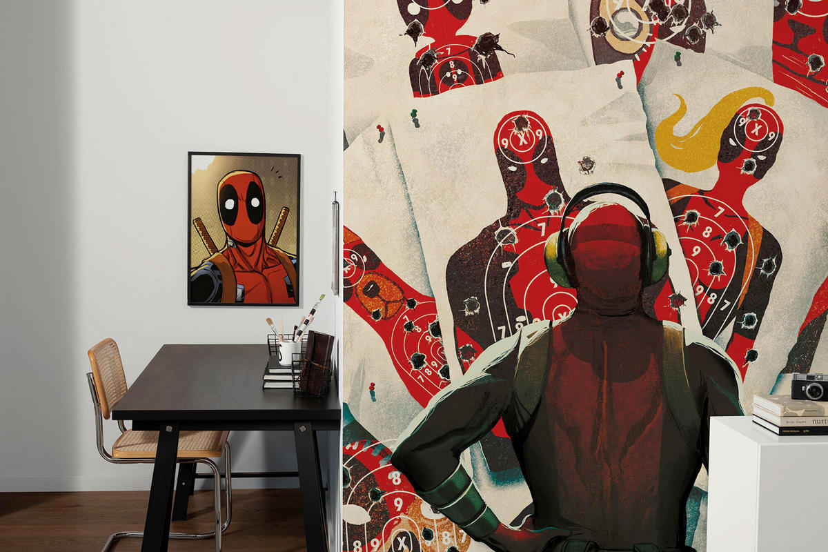 FOTOTAPETE DEADPOOL TARGET SHOOTING  - Anthrazit/Rot, Design, Textil (150/250cm) - Marvel