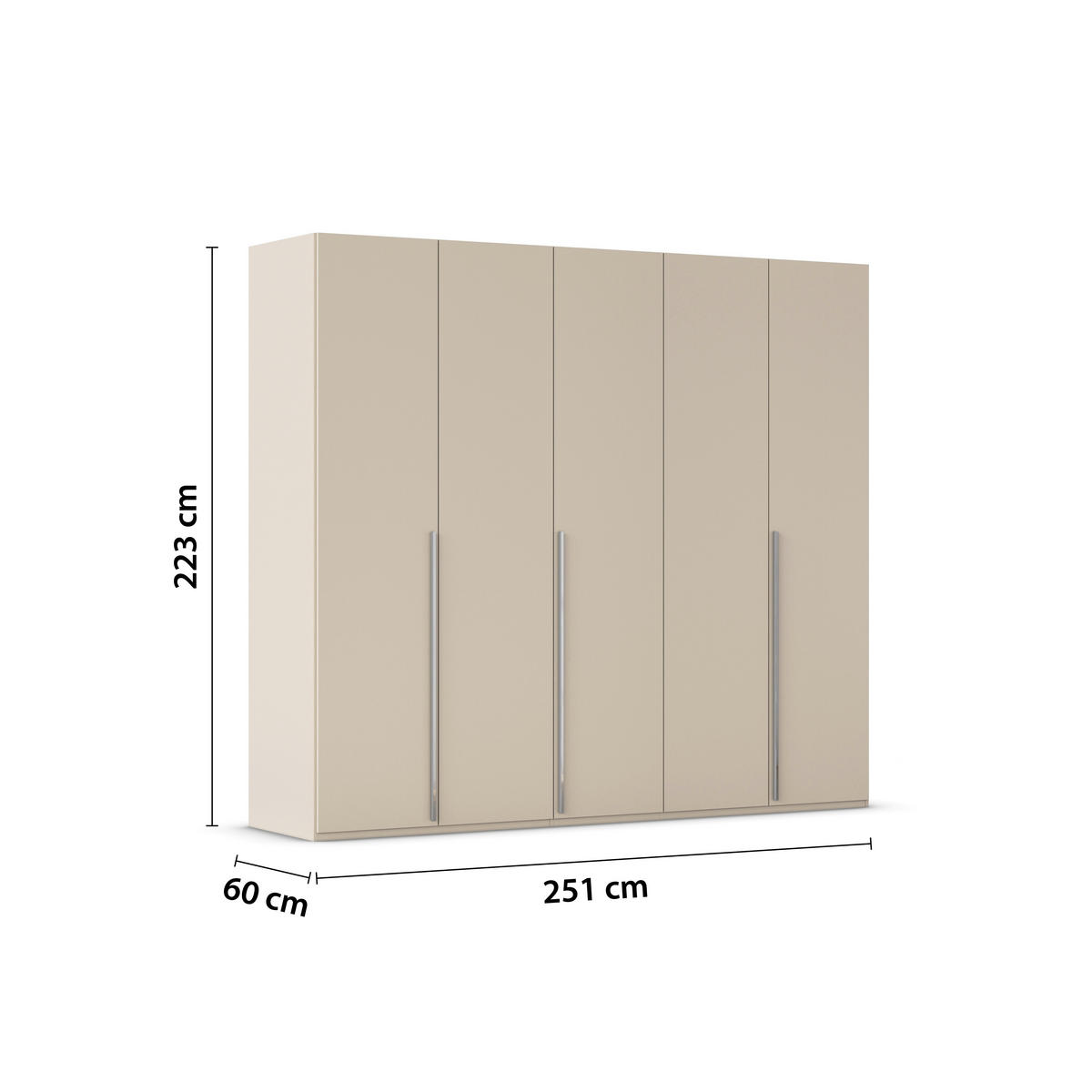 DREHTÜRENSCHRANK 251/223/60 cm 5-türig Champagner  - Chromfarben/Champagner, Design, Holzwerkstoff/Metall (251/223/60cm) - home24