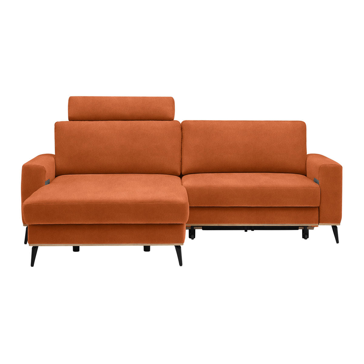 ECKSOFA Lederlook, Mikrofaser Orange  - Schwarz/Orange, Konventionell, Holz/Textil (167/87/234cm) - MID.YOU