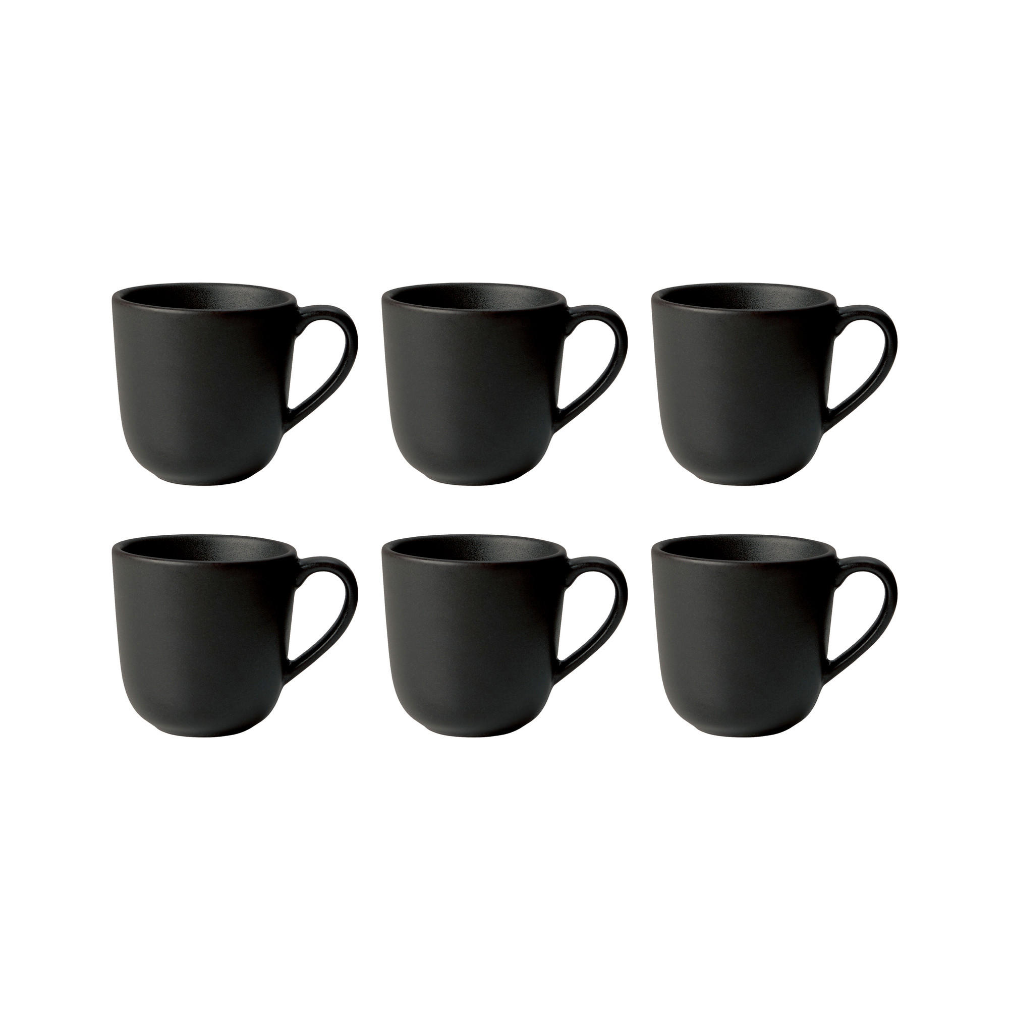 KAFFEEBECHERSET RAW 6-teilig  - Schwarz Hochglanz, Basics, Keramik (200ml) - Aida