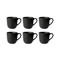KAFFEEBECHERSET RAW 6-teilig  - Schwarz Hochglanz, Basics, Keramik (200ml) - Aida