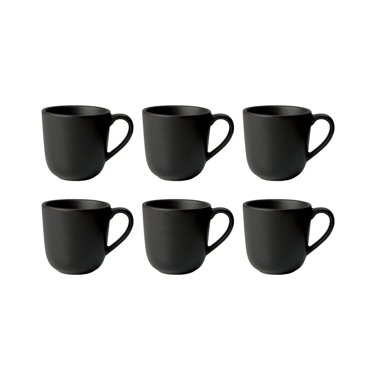 KAFFEEBECHERSET RAW 6-teilig  - Schwarz Hochglanz, Basics, Keramik (200ml) - Aida