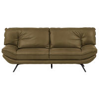 2,5-SITZER in Echtleder Olivgrün  - Schwarz/Olivgrün, Design, Leder/Metall (206/94/95cm) - Celina