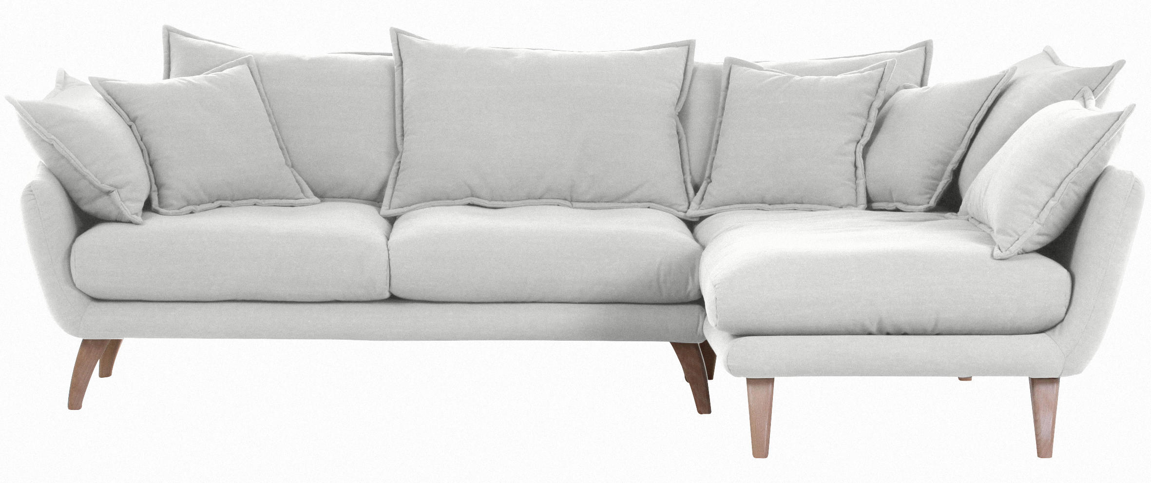 ECKSOFA Hellgrau Mikrofaser  - Buchefarben/Hellgrau, Trend, Holz/Textil (267/170cm) - Ambia Home