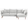 ECKSOFA in Mikrofaser Hellgrau  - Buchefarben/Hellgrau, Trend, Holz/Textil (267/170cm) - Ambia Home