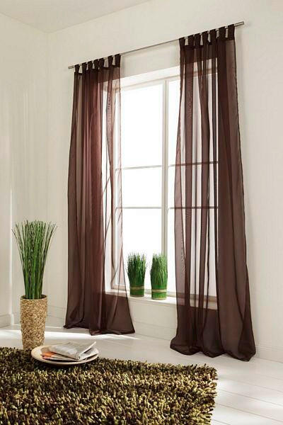 SCHLAUFENSCHAL  transparent   140/300 cm 2 Stück  - Dunkelbraun/Braun, Basics, Textil (140/300cm)