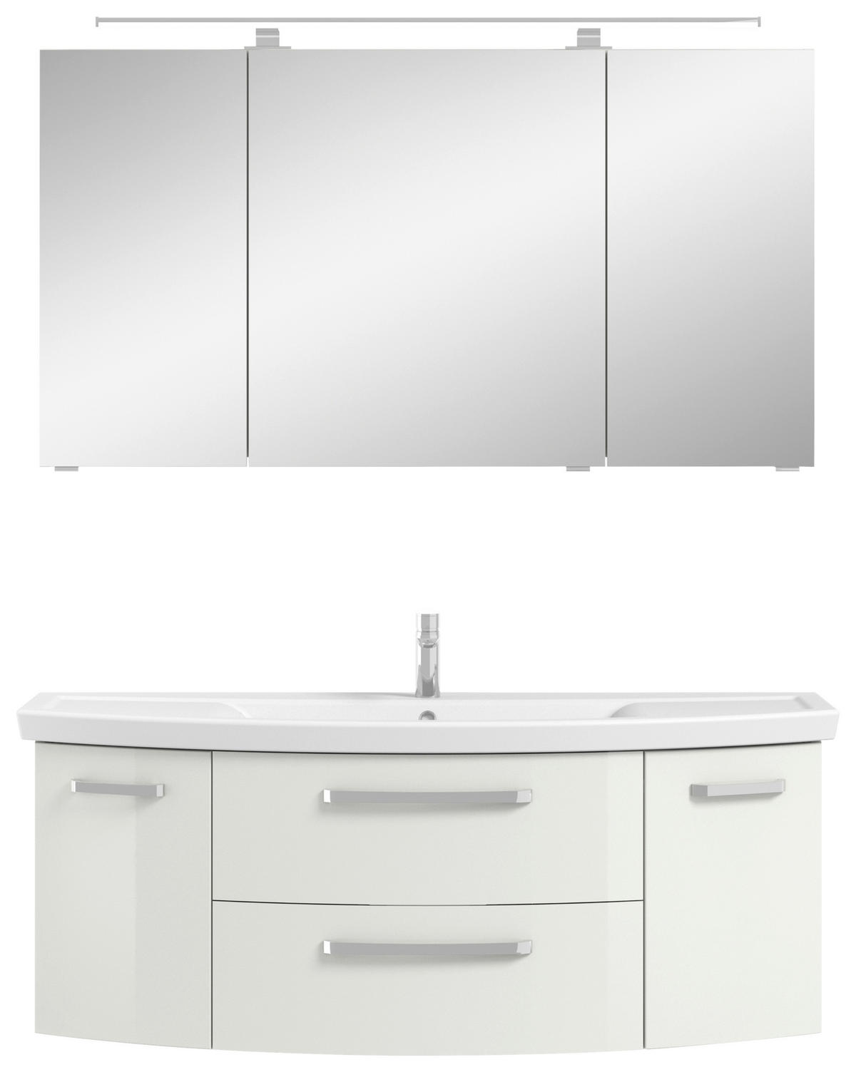 BADEZIMMER 3-teilig  in 135 cm  - Chromfarben/Weiß Hochglanz, MODERN, Glas/Keramik (135cm) - Sadena