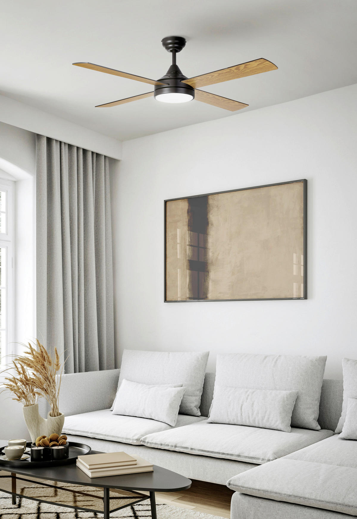 DECKENVENTILATOR - Schwarz/Weiß, KONVENTIONELL, Kunststoff/Metall (122/32cm)