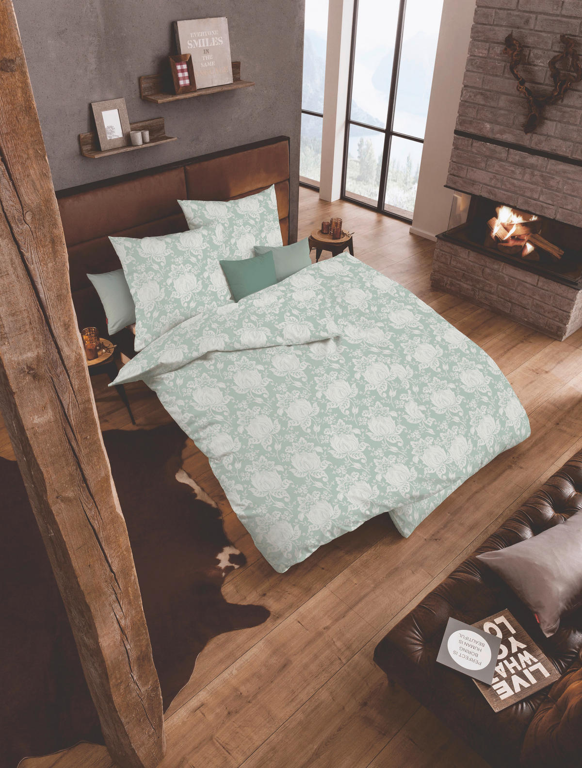 BETTWÄSCHE Lech Flanell 200/220 cm  - Grün, Design, Textil (200/220cm) - Fleuresse