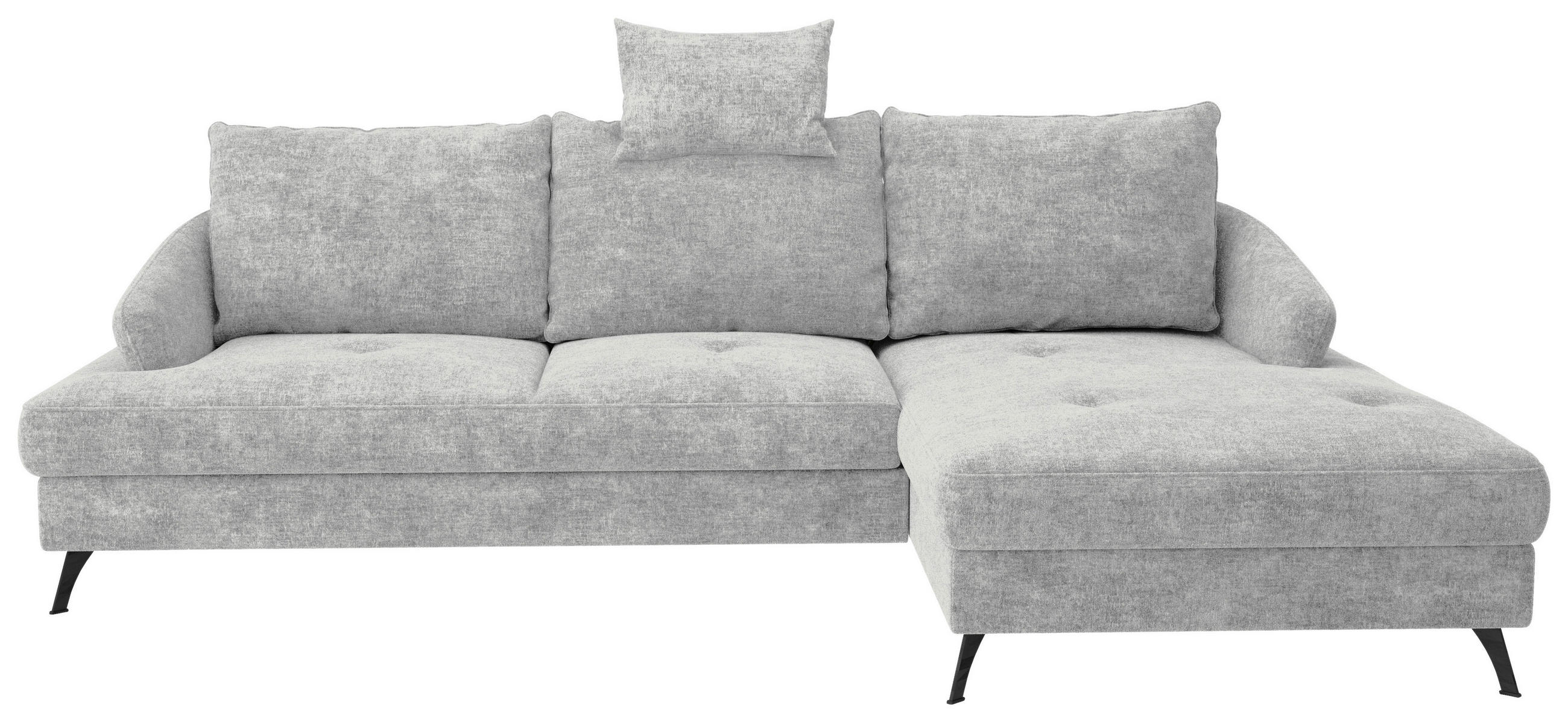 ECKSOFA in Webstoff Hellgrau  - Hellgrau/Schwarz, Konventionell, Textil/Metall (293/183cm) - Carryhome