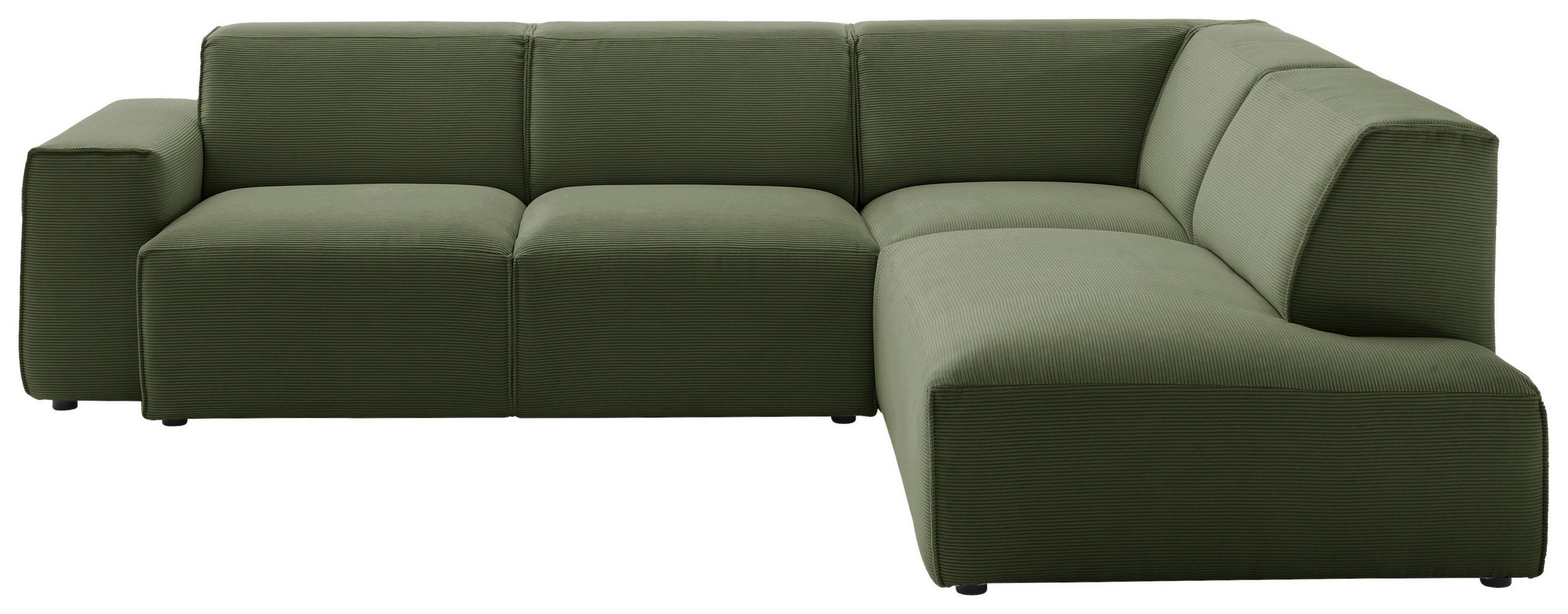 ECKSOFA in Cord Olivgrün  - Schwarz/Olivgrün, Design, Kunststoff/Textil (270/210cm) - Pure Home Lifestyle
