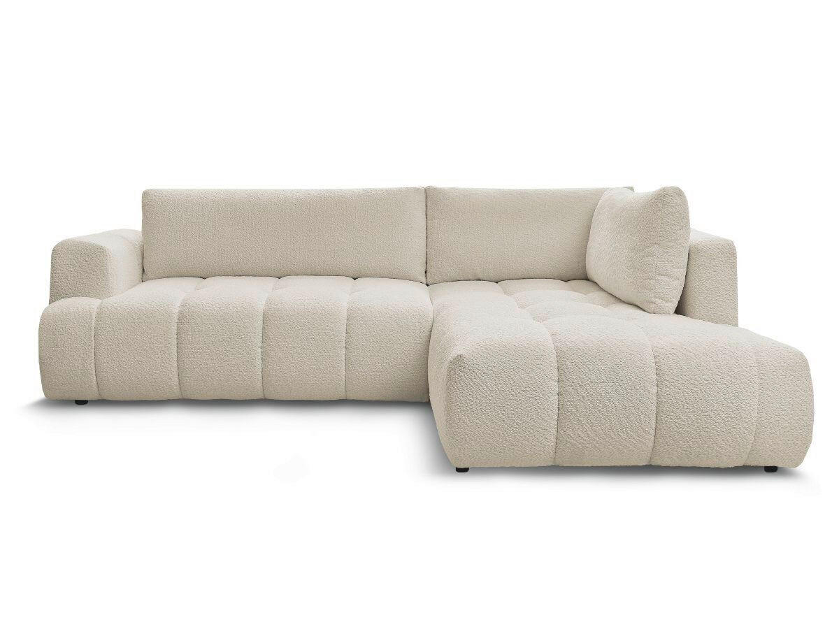 ECKSCHLAFSOFA EVEREST Bouclé Beige  inkl. Rückenkissen, Schlaffunktion  - Beige/Schwarz, MODERN, Kunststoff/Textil (282/204cm)
