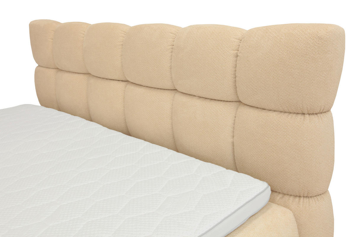 BOXBETT 180/200 cm,  in Beige, Bettkasten, Topper, H3 + H3 = fest  - Beige/Schwarz, Trend, Textil/Metall (180/200cm) - Esposa