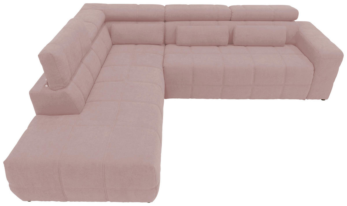 ECKSOFA Rosa Mikrofaser  - Schwarz/Rosa, Design, Kunststoff/Textil (228/275cm) - MID.YOU