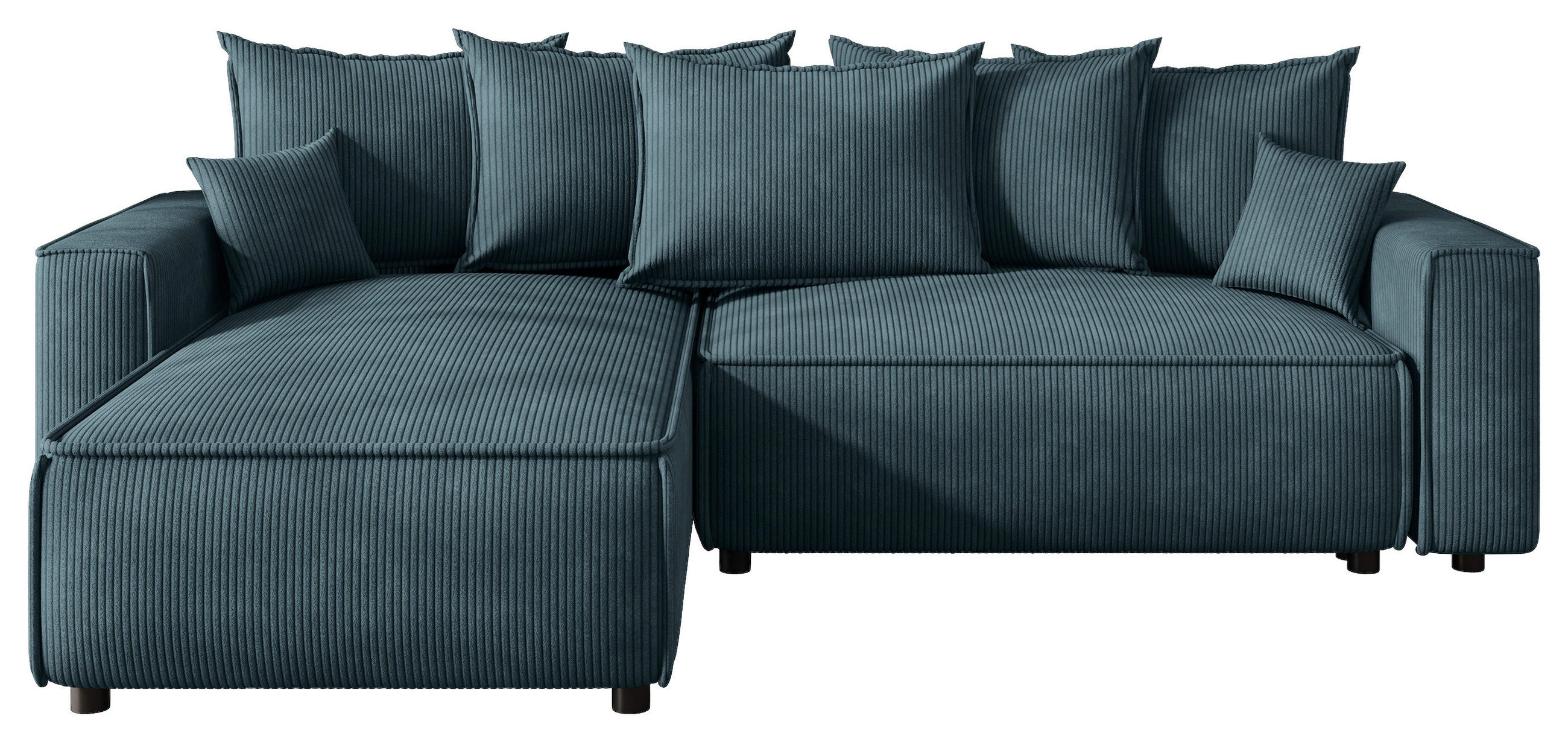 ECKSOFA  Cord Blau  - Blau/Schwarz, Modern, Kunststoff/Textil (190/280cm) - MID.YOU