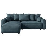 ECKSOFA 190/280 cm MERO in Cord Blau Zierkissen, Rückenkissen, Bettkasten  190/280 cm  - Blau/Schwarz, MODERN, Kunststoff/Textil (190/280cm) - MID.YOU