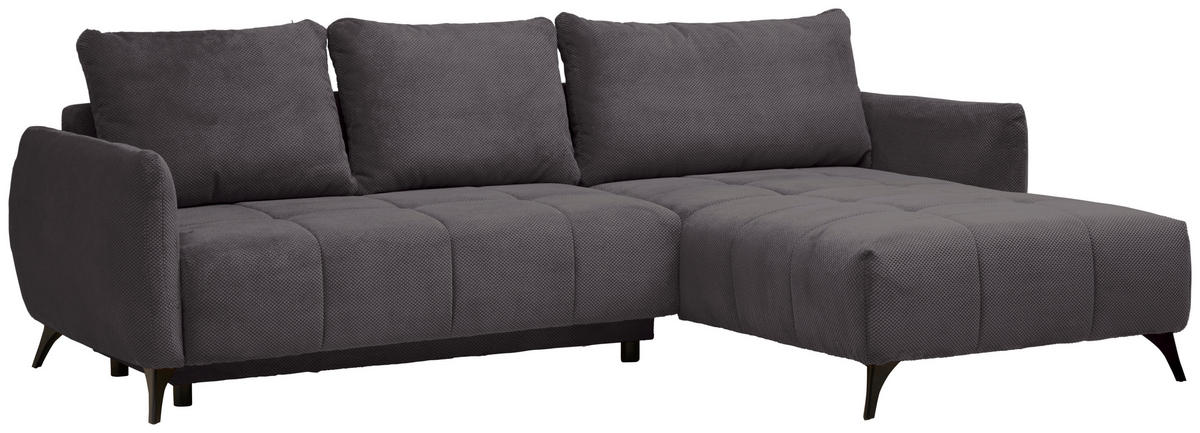 HÖRNSOFFA i struktur, plysch antracit  - svart/antracit, Design, metall/textil (287/197cm) - Livetastic