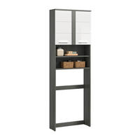 WASCHMASCHINENSCHRANK BLAKE 63/191/25 cm  - Weiß Hochglanz/Silberfarben, Trend, Holzwerkstoff/Kunststoff (63/191/25cm) - MID.YOU
