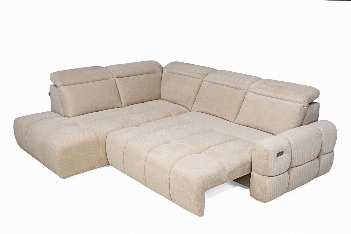 SAROKKANAPÉ textil bézs  - bézs/fekete, Modern, műanyag/textil (223/110/270cm) - Welnova