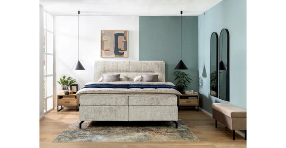 BOXSPRINGBETT 160/200 cm,  in Beige, Topper, H2 + H2 = mittel  - Beige/Schwarz, Design, Textil/Metall (160/200cm) - Esposa
