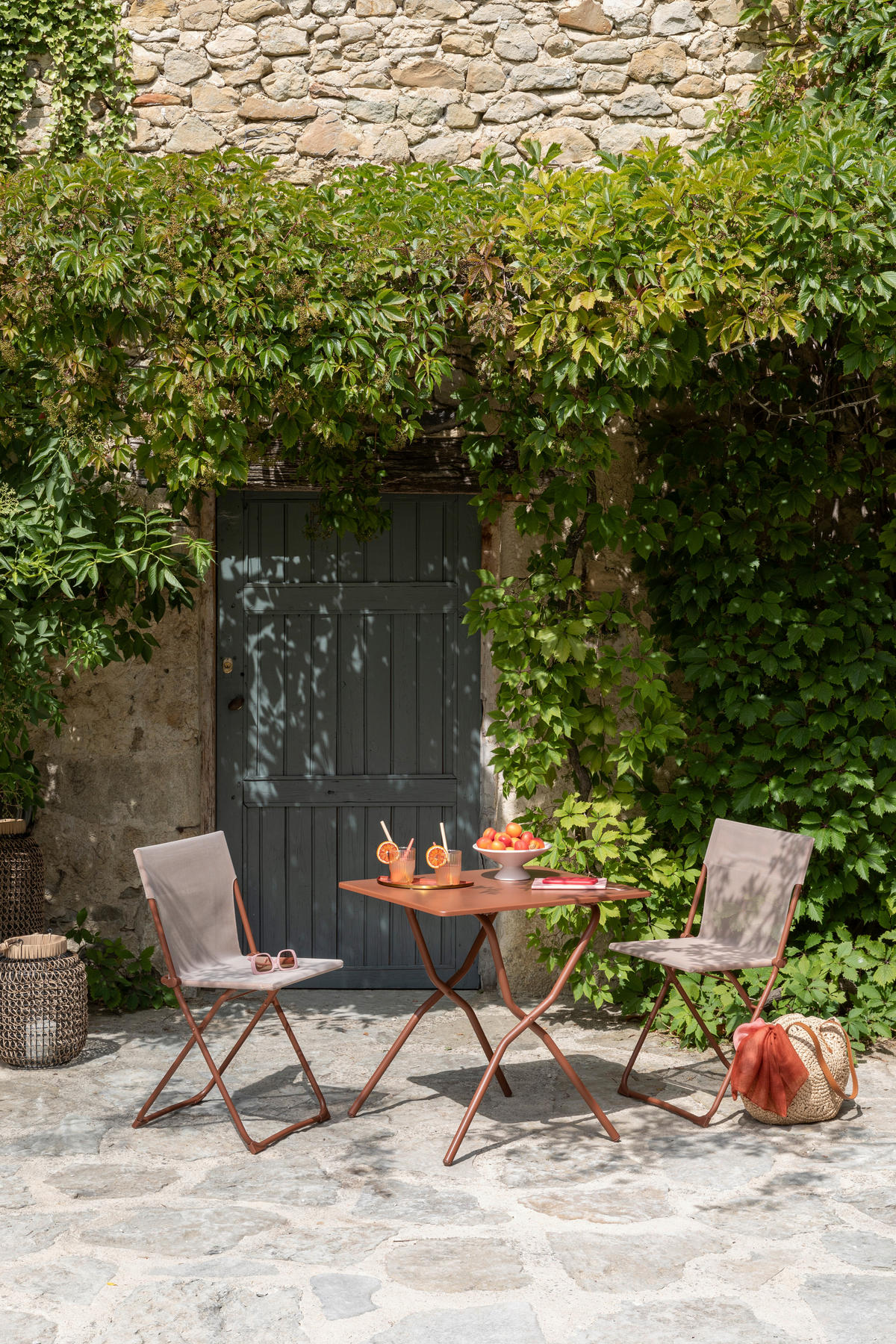 GARTENKLAPPTISCH 70/64/73 cm Metall rechteckig  - Rot, Basics, Metall (70/64/73cm) - Lafuma Mobilier